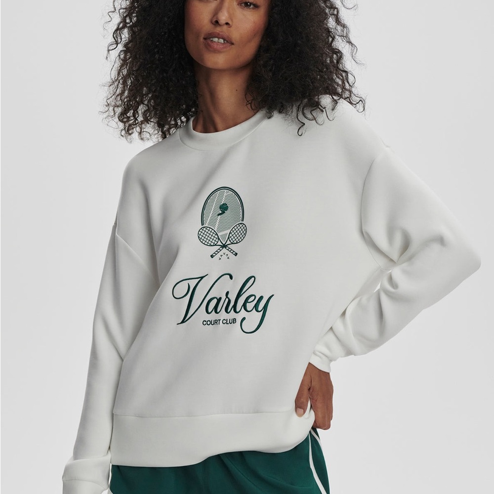 Varley Rasco Namesake Women's Pullover Sweatshirt White Long Sleeve Logo Size S